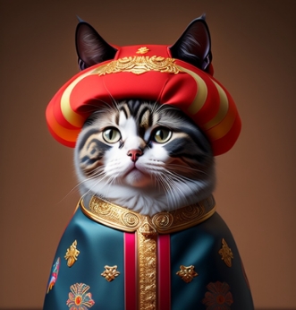 a cat dressed like an Chinese.jpg